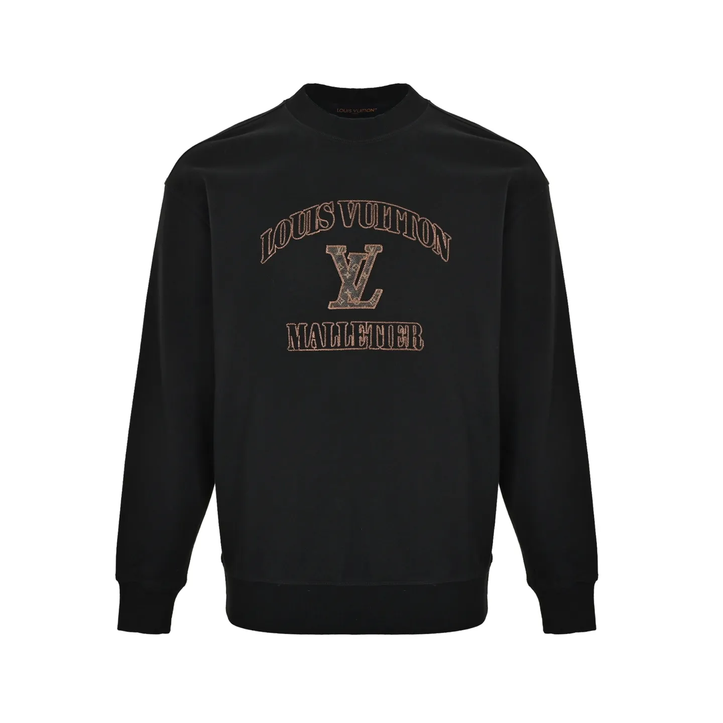 Louis Vuitton/Louis Vuitton leather label letter embroidered crew neck sweatshirt